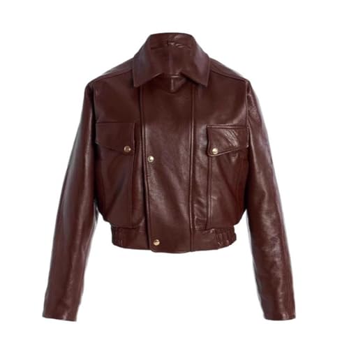 Veste simili cuir marron femme idéale pour vos tenues de printemps