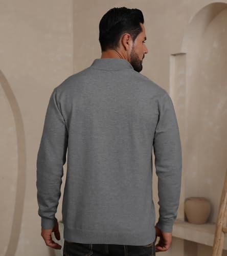 Mens Fashion Knit Pullover Sweater Quarter Zip Long Sleeve Mock Neck Ribbed Sweater4
