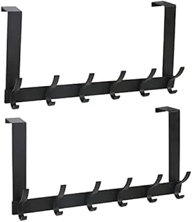 LISSUDA 2 Packs Over Door Hanger Over The Door Hook Hanger with 6 Dual Hooks Towel Door Hanger Heavy-Duty Over Door Coat Rack for Clothes Jackets Bags Hat Dressing Gowns Bedroom Aluminum Alloy Black