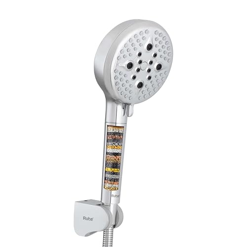 Image of Ruhe Dawn Multi-Functional Hexa-Flow Modes ABS Hand Shower | Hard Water Softner Filtered Handheld Shower with 1.5 Meter 304-Grade Stainless Steel Hose & Hook