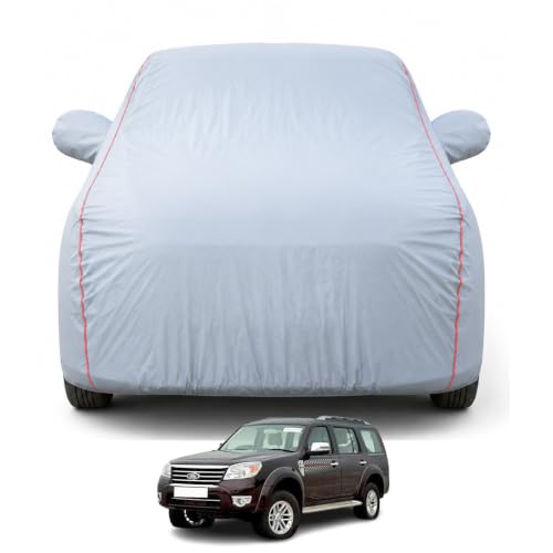 Image of Premium Car Cover for Ford Endeavor 2003-2010 Models | Waterproof, UV & Dust Protection | Mirror & Antenna Pocket | Triple Stitched, Soft Inner Lining, Belt & Buckle (Dark Grey)