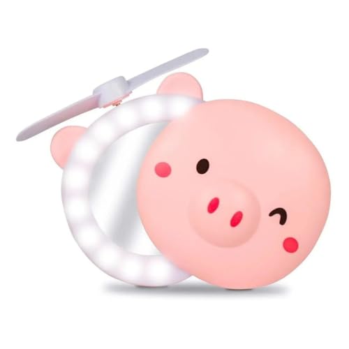 Espelho Portátil com Luz de LED e Mini Ventilador Silencioso – Beleza e Conforto Onde Estiver