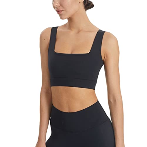 Sports Bra Fitness Bra with Chest Pad Women Tight Gym Yoga Tank Top Square Neck (Color : Black, Size : Large)2