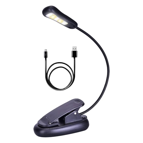 ZUJIABAO Lámpara de escritorio LED ajustable con clip, recargable, 5 lecturas, lámpara de escritorio pequeña, iluminación duradera para dormitorio nocturno