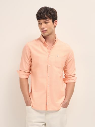 Image of THE BEAR HOUSE Men Cotton Solid Slim Fit Casual Shirt