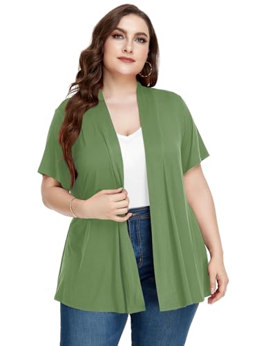 Image of LARACE Short Sleeve Cardigans for Womens Summer Tops Casual Plus Size Open Front Lightweight Cover Up
