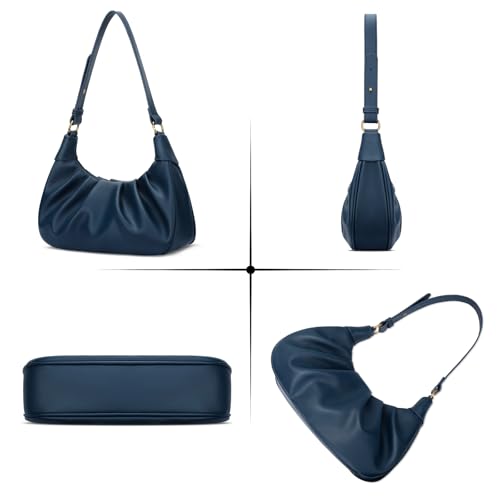 Image of KKXIU Shoulder Bag Crescent Handbag Ruched Purse Underarm Bag Mini Hobo for Women