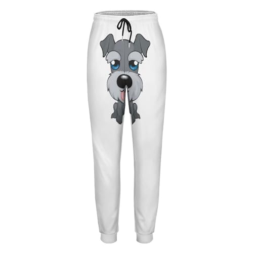 Qjjinxior Jogginghose mit Eulen-Motiv, Damen-Hose mit Kordelzug für Workout, Lounge, Sport, Süßer Schnauzer-Hund, XXL