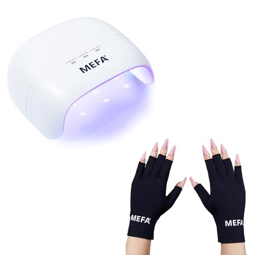 MEFA UV Nail Lamp with UV Gloves for Gel Manicures