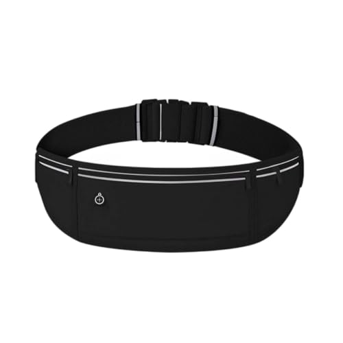 YITORMAN Running Belt Waterproof Adjustable Elastic Strap Sweatproof Waist Pack with Large Capacity for Men & Women Ideal for Running Hiking Travel Lycra Material (Black)