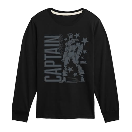 Marvel Captain America - Monochrome - Toddler and Youth Long Sleeve Graphic T - Shirt