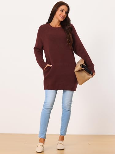 Image of Seta T Women's Sweaters Long Sleeve Crewneck Cozy Oversized Sweater Loose Fit Tunic Tops with Pockets