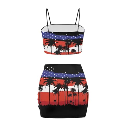 Image of 2025 Sexy Spaghetti Strap Crop Tops and Bodycon Skirt Casual 2 Piece Set S-4XL