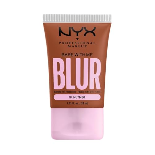NYX Professional Makeup Blurring Tint Foundation, Medium Coverage, Matte Finish, With Niacinamide, Matcha and Glycerin, 12 Hours Hydrating, Bare With Me Blur, 30 ml, Shade: Nutmeg