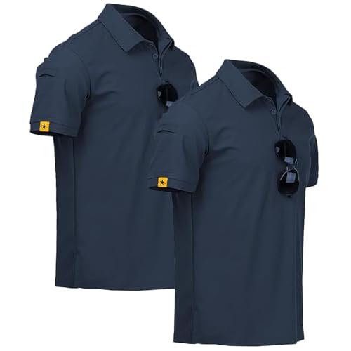 ZITY Mens 2 Pack Polo Shirts Short Sleeve Performance Sports Golf Shirt for Men Tactical Shirt