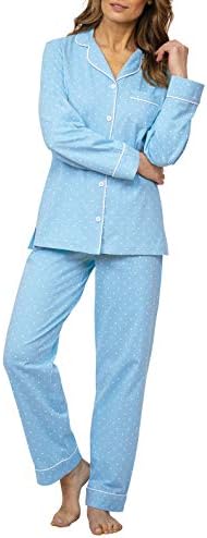 PajamaGram Womens Pajama Sets Cotton - Jersey Pajamas Women, Blue, 2X, 20-22