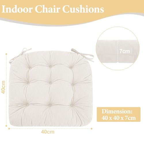 PRIMEPATIO Seat Pad for Dining Chair Set of 2, 7cm Thick Kitchen Garden Chair Cushions Turfted Chair Pads with Ties, Comfortable Soft Indoor Outdoor Seat Cushion, Reversible, 40x40cm, Beige - Cosy Home Interiors PRIMEPATIO Seat Pad for Dining Chair Set of 2, 7cm Thick Kitchen Garden Chair Cushions Turfted Chair Pads with Ties, Comfortable Soft Indoor Outdoor Seat Cushion, Reversible, 40x40cm, Beige - Image 2