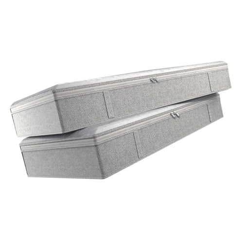 TOPBATHY 2 Piezas Caja de Almacenamiento de Ropa Contenedor Plegable de No Tejida Organizador de Espacio para Edredones y Accesorios Gris