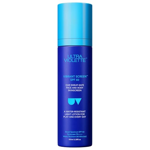 Ultra Violette Vibrant Screen SPF 50 Water Resistant Face and Body Sunscreen Hydrating Lightweight Lotion 3.38 oz / 100mL