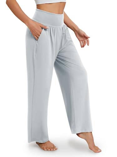 Image of Gracyoga Wide Leg Yoga Pants for Women Casual Loose Cozy Sweatpants High Waisted Lounge Pajama Flowy Pants With Pockets