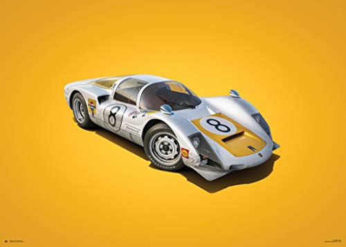 Automobilist Store Porsche 906 - Affiche Unique Design - Jaune - Taille d'affiche Standard 50 x 70 cm