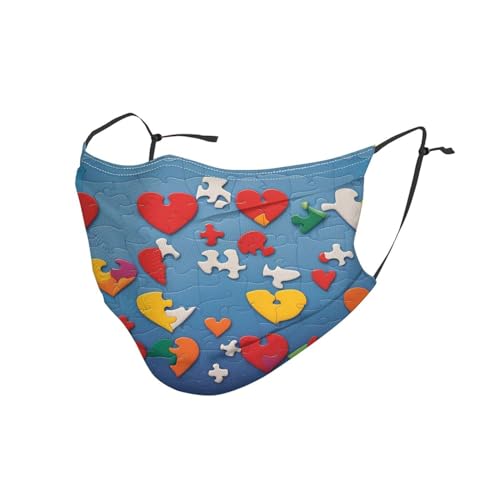 YYHWHJDE Adult Masks Washable 10 PCS Soft breathable Suitable for camping, running, traveling daily use Autism Awareness Puzzle Pieces Heart Picture