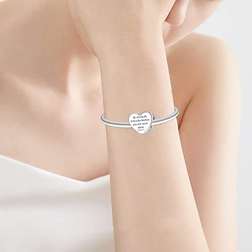Image of LUXILLA Love You Best Friend Grandma Wife Heart Charm 925 Sterling Silver Charms Fit for Bracelets Necklace Jewelry Gift for Women