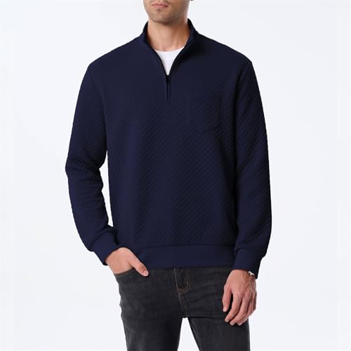 Mens Fleece Long Sleeve Pullover Quarter Zip Mock Neck Warm Winter Outdoors Sweatshirt Solid Lightweight Sports Tops2