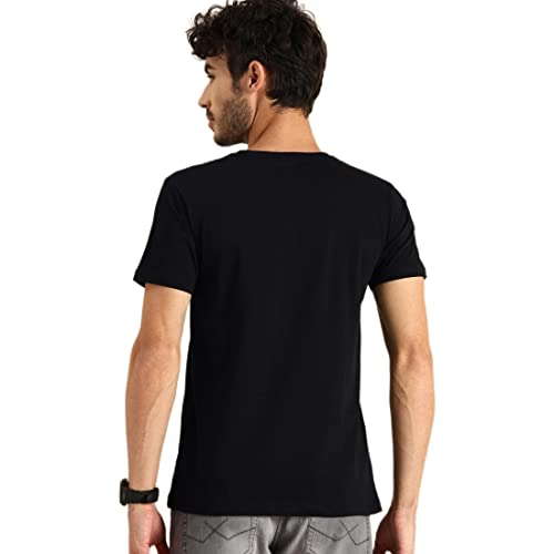 Image of Bewakoof Men's Game Over Minimal Typography Hooded Half Sleeve T-Shirt