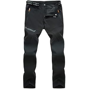 TACVASEN Men’s Waterproof Trousers Outdoor Hiking Work Trousers with Zip Pockets (No Belt)