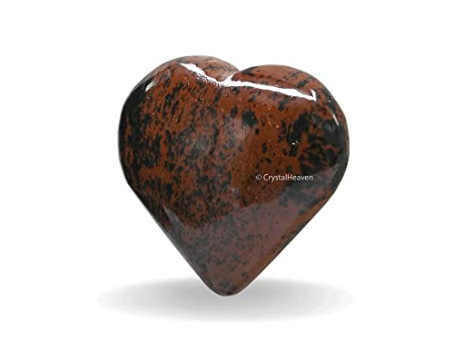 Image of Certified Mahogany Obsidian Crystal Heart Palm Pebbles Stones for Anxiety Stress Relief Massage - AAA Grade Original Healing Gemstone Agate Heart Palm Stone for Yoga Meditation Spiritual