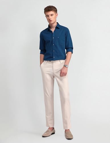 Image of Arrow Solid Slim Fit Mens Formal Shirt - 100% Cotton, Breathable & Comfortable, Full Sleeves Shirts for Men