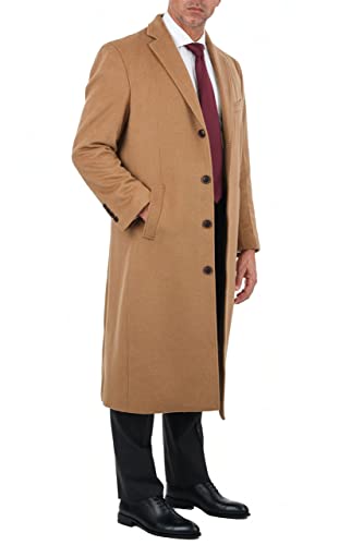 Image of THE SUIT DEPOT Mens Single Breasted Wool Cashmere Full Length Overcoat