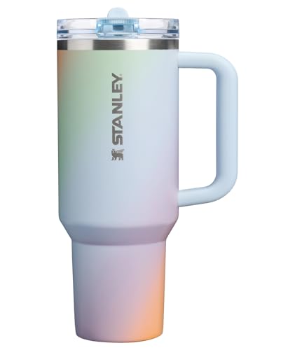 Image of STANLEY Quencher ProTour Flip Straw Tumbler with Leakproof Lid 40 oz | Built-In Straw & Handle | Cupholder Compatible for Travel | Insulated Stainless Steel Cup | BPA-Free | Sunrise Spiral
