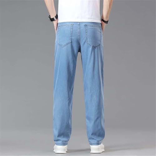 Men's Summer Classic Thin Straight Baggy Jeans Loose Business Stretch Denim Pants4