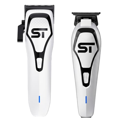 Supreme Trimmer Darkstar 72 Clipper & Trimmer Set with Magnetic Vector Motor | 180 Min Run Time, 9000 RPM Professional Hair Clipper & Beard Trimmer | Low Noise, DLC Blades | STC72 + ST700 (White)