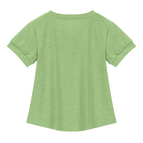 Girls Summer T Shirts Kids Casual V Neck Short Sleeve Basic Tee Tops 2025 Fashion Vacation Tops Loose Fit 3-14 Years4