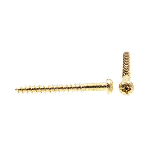 Prime-Line 9207499 Tornillos para madera, cabeza redonda, sistema Phillips, #6 x 1-1/2 pulgadas, latón macizo (paquete de 25) miniatura 2