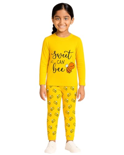 Image of Kuchipoo Girls Regular Fit Cotton T-Shirts and Pyjamas Clothing Set