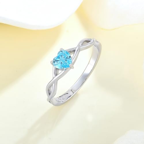 Twisted Rings 925 Sterling Silver Infinity Band Heart Birthtone Promise Rings for Women2