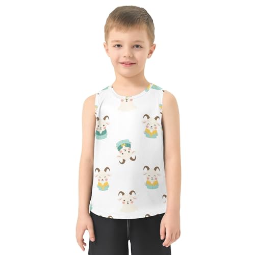 J JOYSAY Cute Goats White Boys Tank Top Sleeveless Muscle Shirts Quick Dry Workout Active Sport Kids T-Shirts 3-15T2