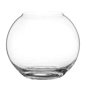 Sphere Vase – Decorative Crystal Glass Vase – Rounded Globe Fish Bowl Shape Ideal for Bouquets and Other Decorations – 17.5cm