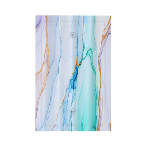 Decorative Light Switch Plate Covers Modern Ink Blue Green Marble Texure 1 Gang No Device Single Blank Outlet Covers Wall Plate Light Switch Cover Plate for Kitchen Bathroom Decor