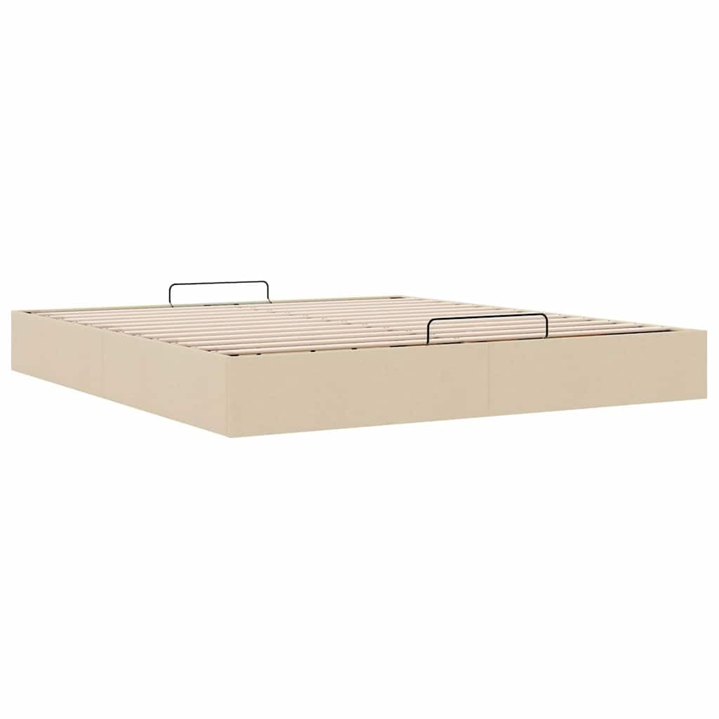 Cama Canapé 180 x 200 cm, Cama Tapizada 1180 x 200 cm, con Espacio de Almacenamiento, Cama de Matrimonio, Cama de Almacenamiento Crema