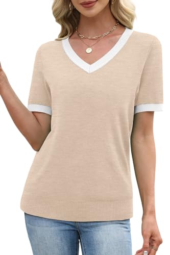 Save 48% on WIHOLL Women's V-Neck Short Sleeve Sweater - Image 4
