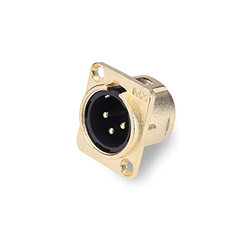 Image of MX 3 Pin XLR connector Microphone Connector pin Pure Copper Nickel Plated Pins1 for High Conductivity microphone cable connector PERENT (3 PIN PANEL MOUNTING, Pack of 2, Male Connector)
