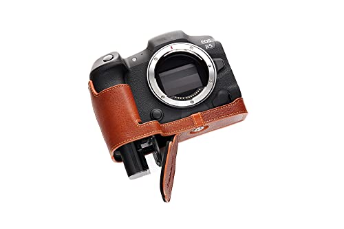 TP Original Canon EOS R6 R5 専用 オープナブルタイプ 本革 ボディケース 赤茶色 (底面開閉)