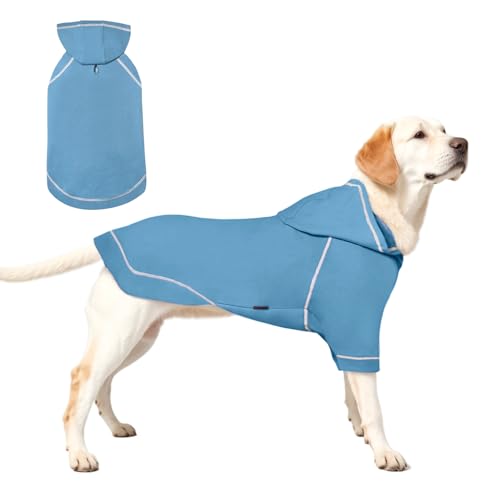 Kickred Basic Dog Hoodie Sweatshirts, Pet Clothes Hoodies Sweater with Hat and Leash Hole, Soft Cotton Outfit Coat for Small Medium Large Dogs(X-Large)