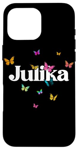 JULIKA - Adorable girl name with colorful Butterlies X}zP[X iPhone 16 Pro Max p