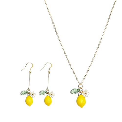 Collar de limón y pendientes QCWN para vestidos de verano y paseos por la playa